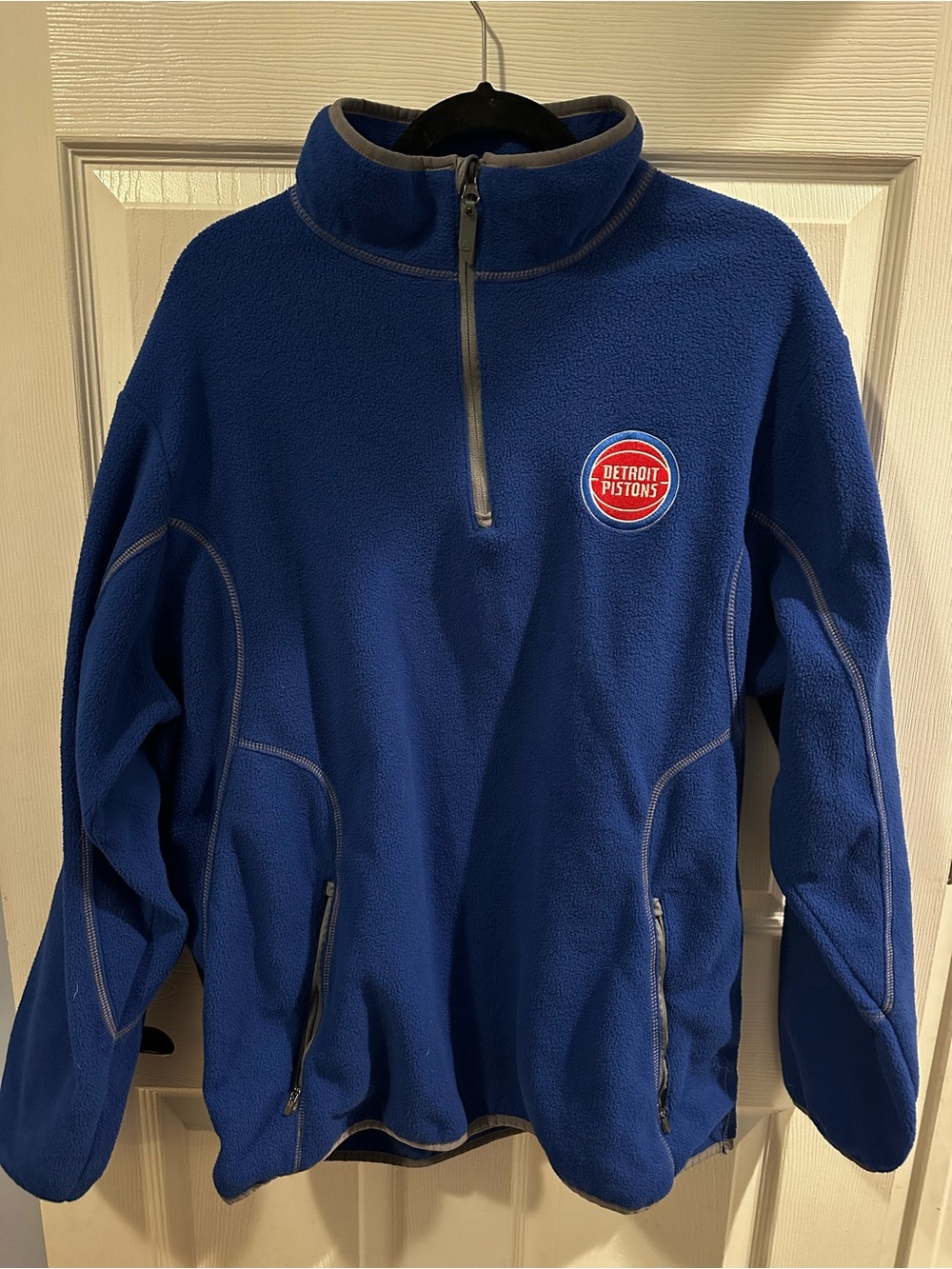 Antigua Detroit Pistons Blue Fleece Quarter Zip Pullover Jacket Mens XL